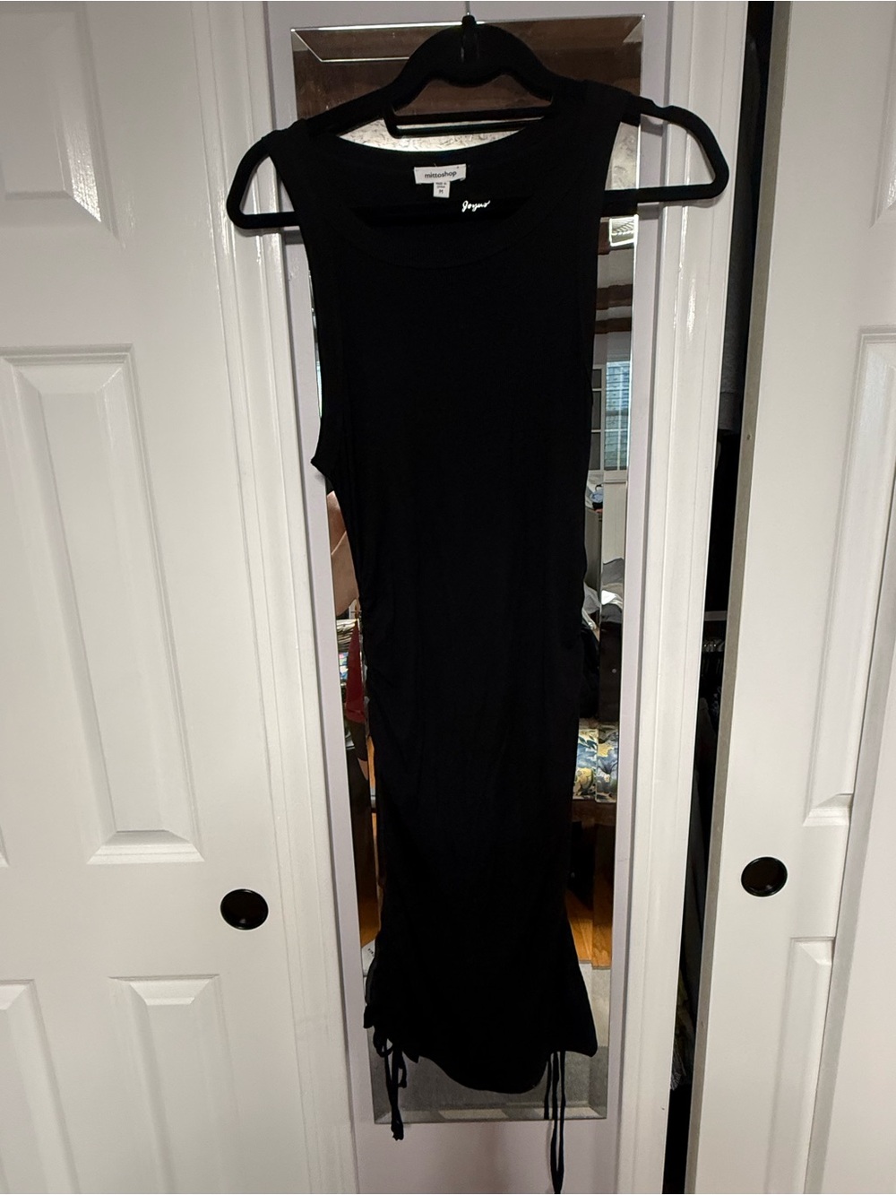 mittoshop Black Sleeveless Midi Tank Dress with Side Ties